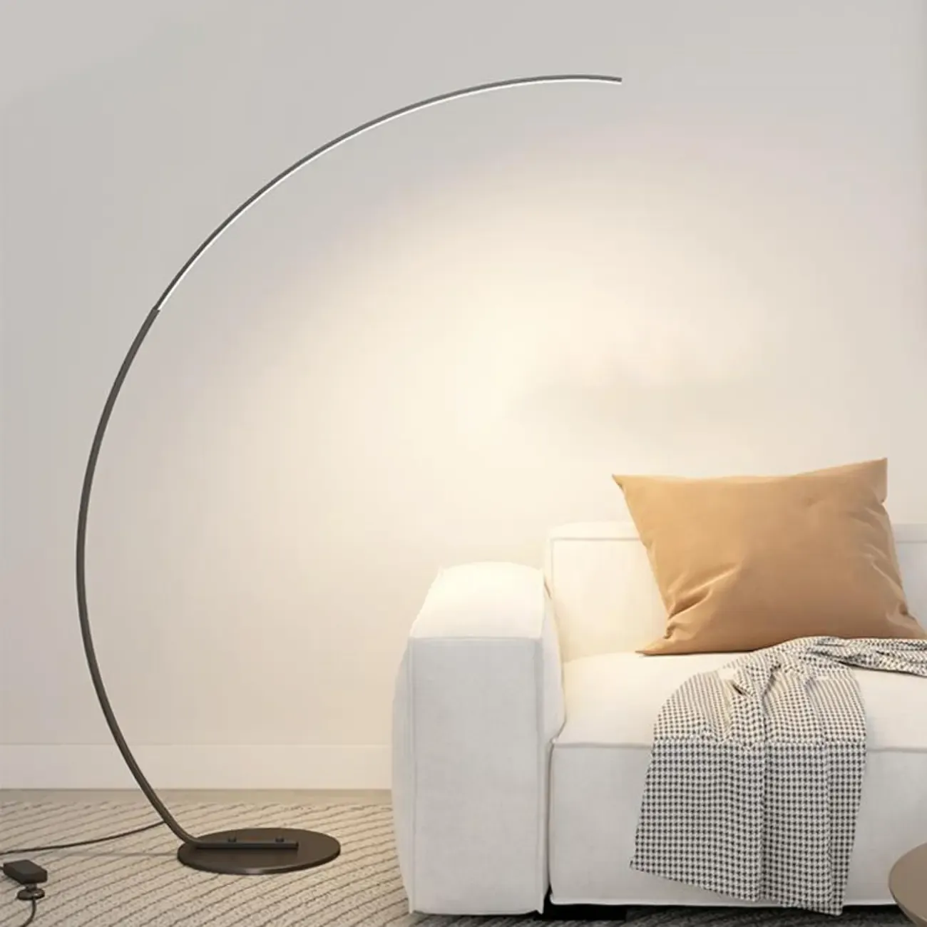 Minimalist Dimmable Black  LED Arc Floor Lamp for Living Room Image - 1