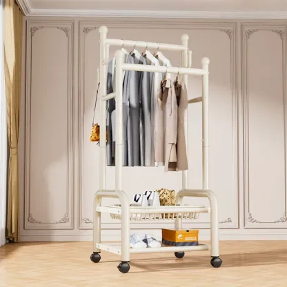 Glam Metal Coat Rack with Shelves and Shoe Storage Image - 11