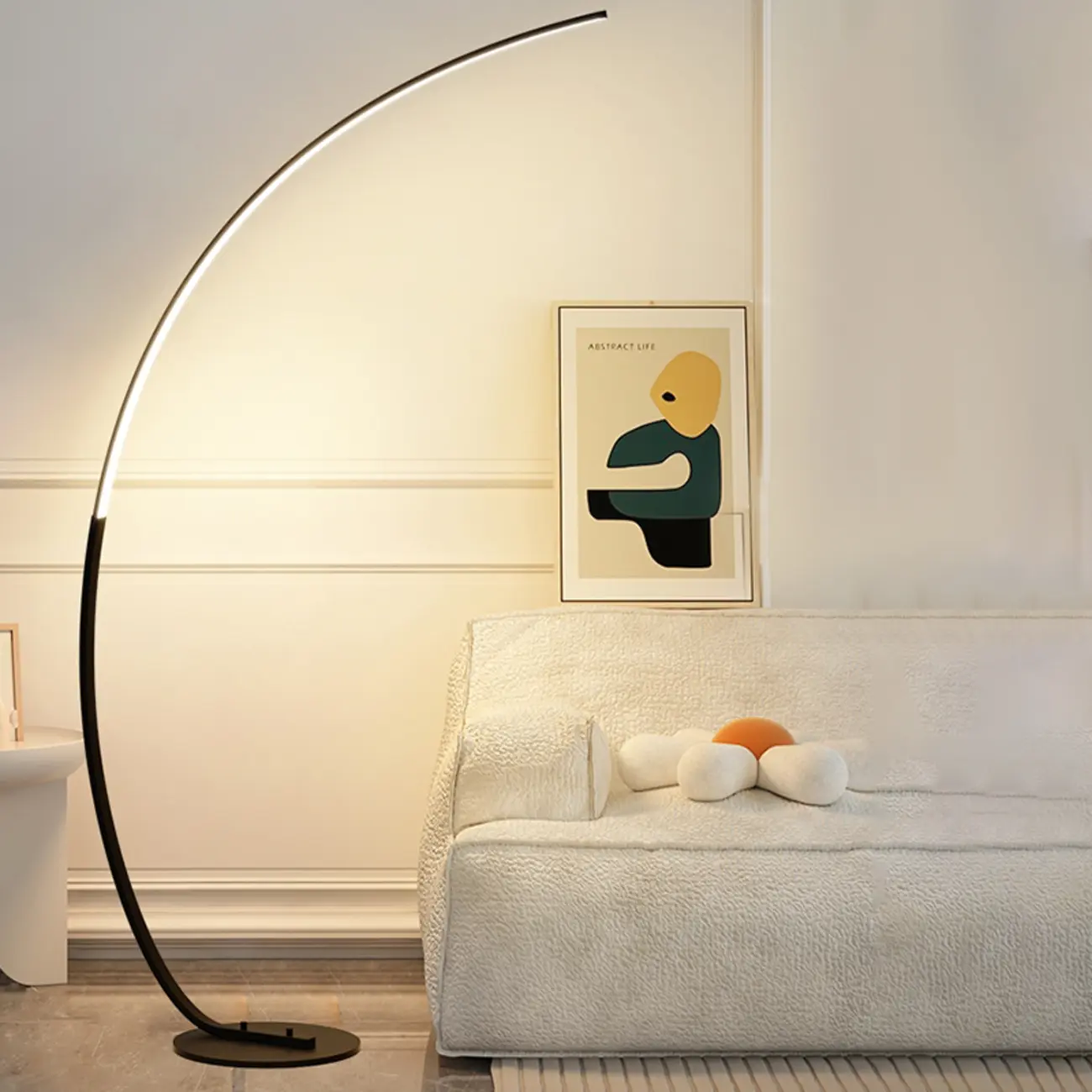 Minimalist Dimmable Black  LED Arc Floor Lamp for Living Room Image - 2 | homeyfad