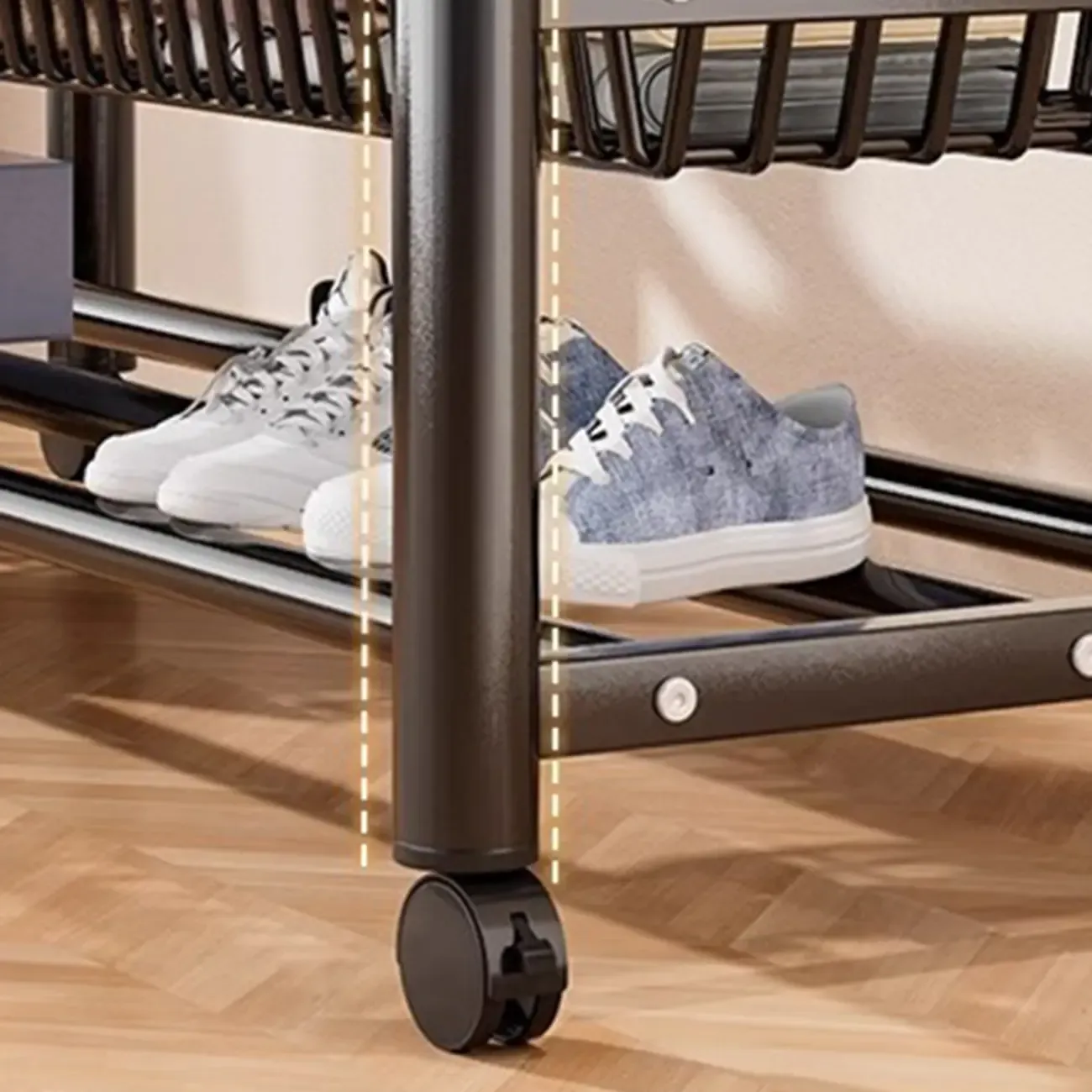 Glam Metal Coat Rack with Shelves and Shoe Storage Image - 12