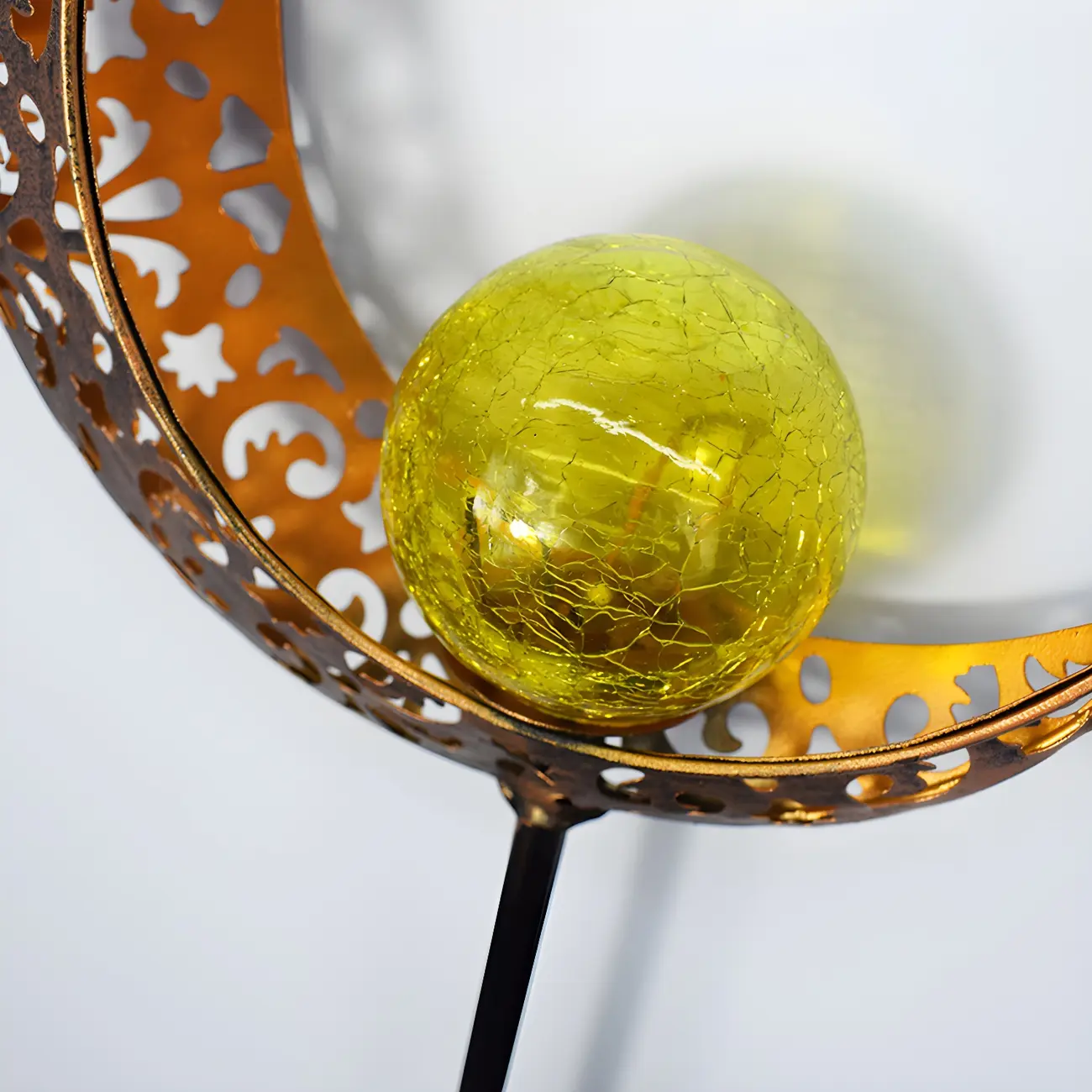  Solar LED Moon Stake Light with Crackle Glass Globe for Garden Image - 3 | homeyfad