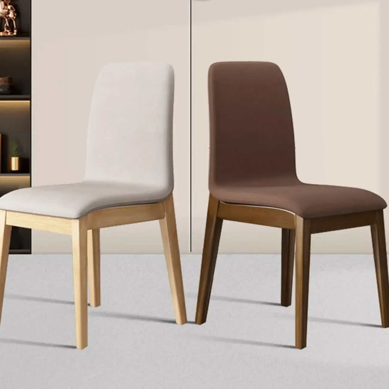Upholstered Dining Chair Armless Solid Back with Multi Color Image - 4