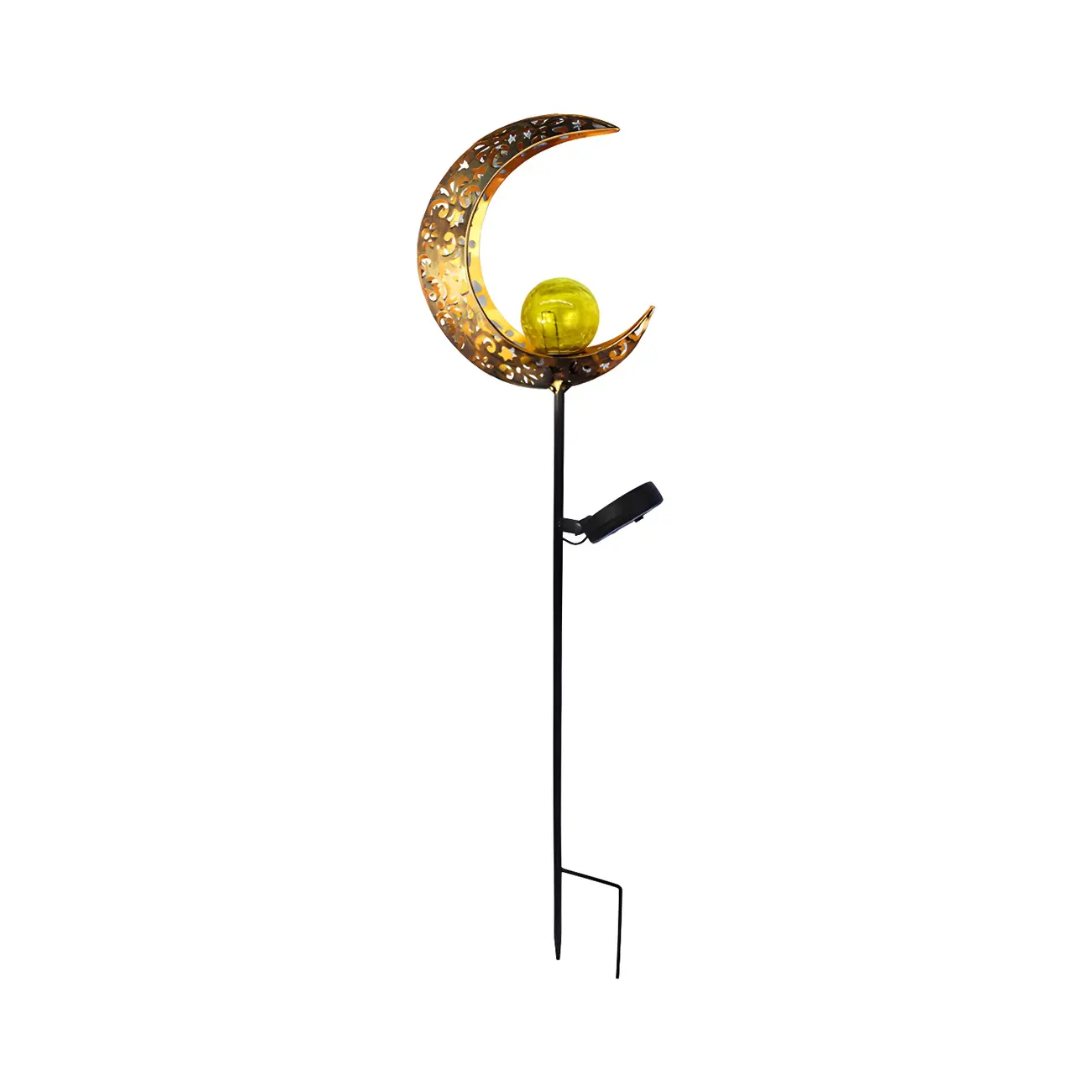  Solar LED Moon Stake Light with Crackle Glass Globe for Garden Image - 4 | homeyfad