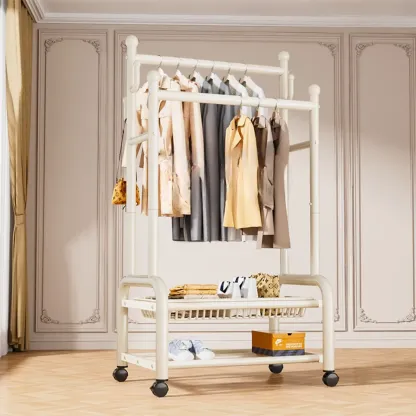 Glam Metal Coat Rack with Shelves and Shoe Storage Image - 13