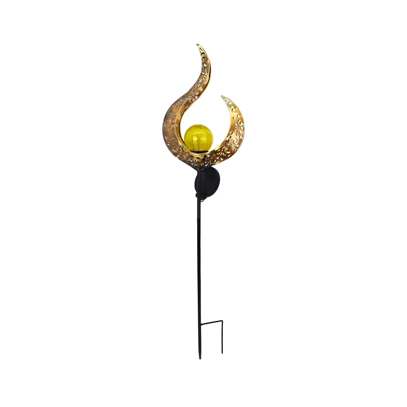  Solar LED Moon Stake Light with Crackle Glass Globe for Garden Image - 5 | homeyfad
