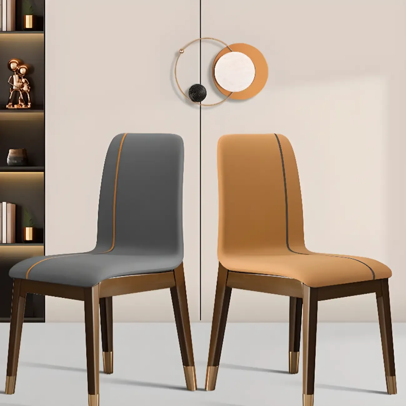 Upholstered Dining Chair Armless Solid Back with Multi Color Image - 6