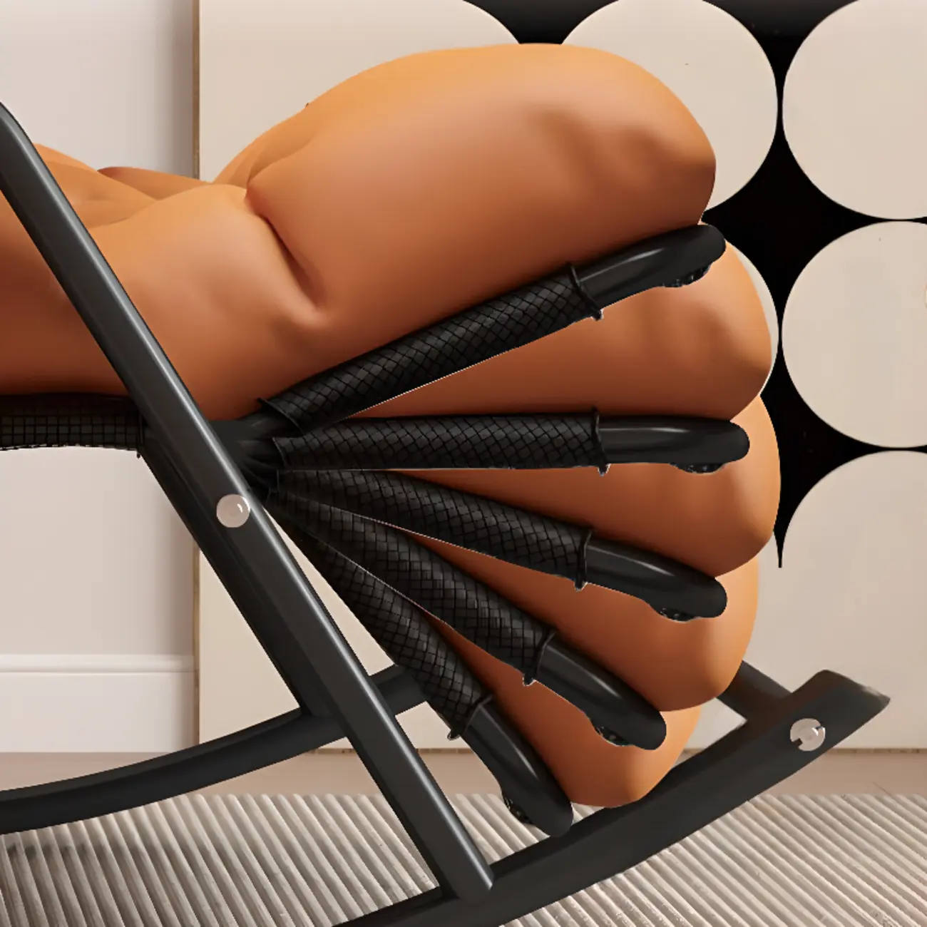 Scandinavian 2 Seats Upholstered Rocking Chair with Track Arms Image - 9 | homeyfad