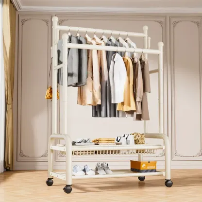 Glam Metal Coat Rack with Shelves and Shoe Storage Image - 15