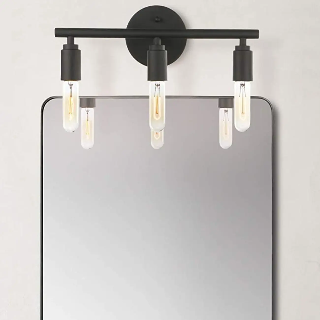 Industrial 3 Black Head Vanity Light with Bulb Shade for Bathroom Mirror Image - 1 | homeyfad