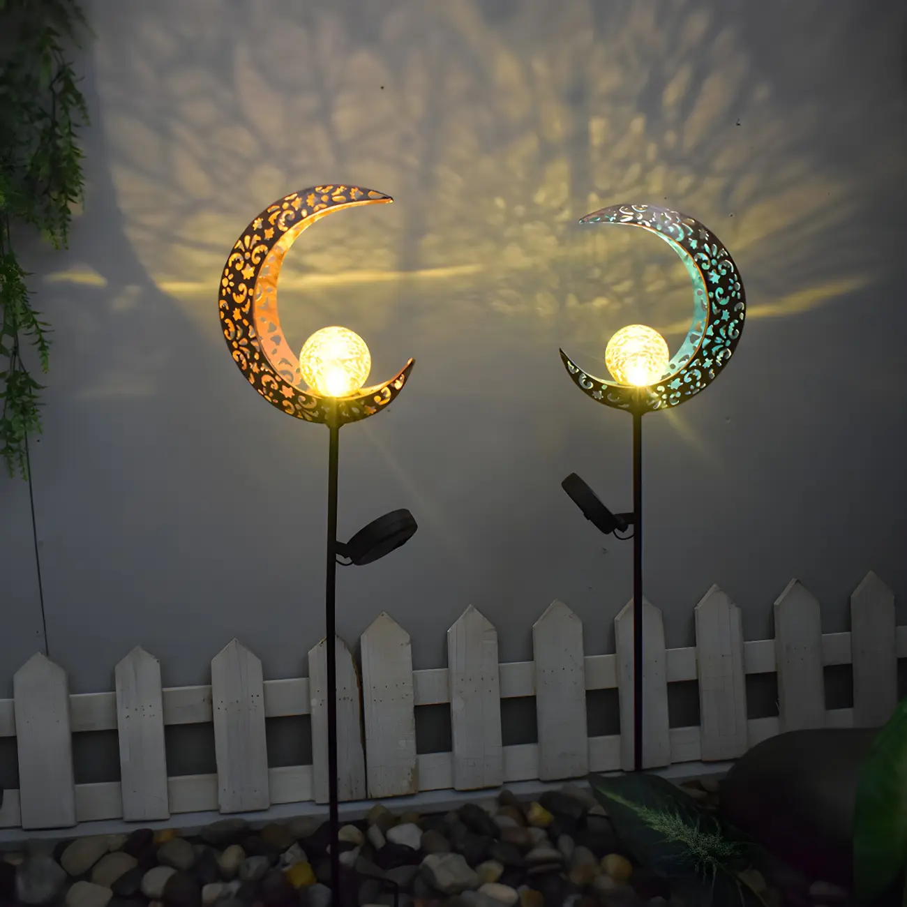  Solar LED Moon Stake Light with Crackle Glass Globe for Garden Image - 7 | homeyfad