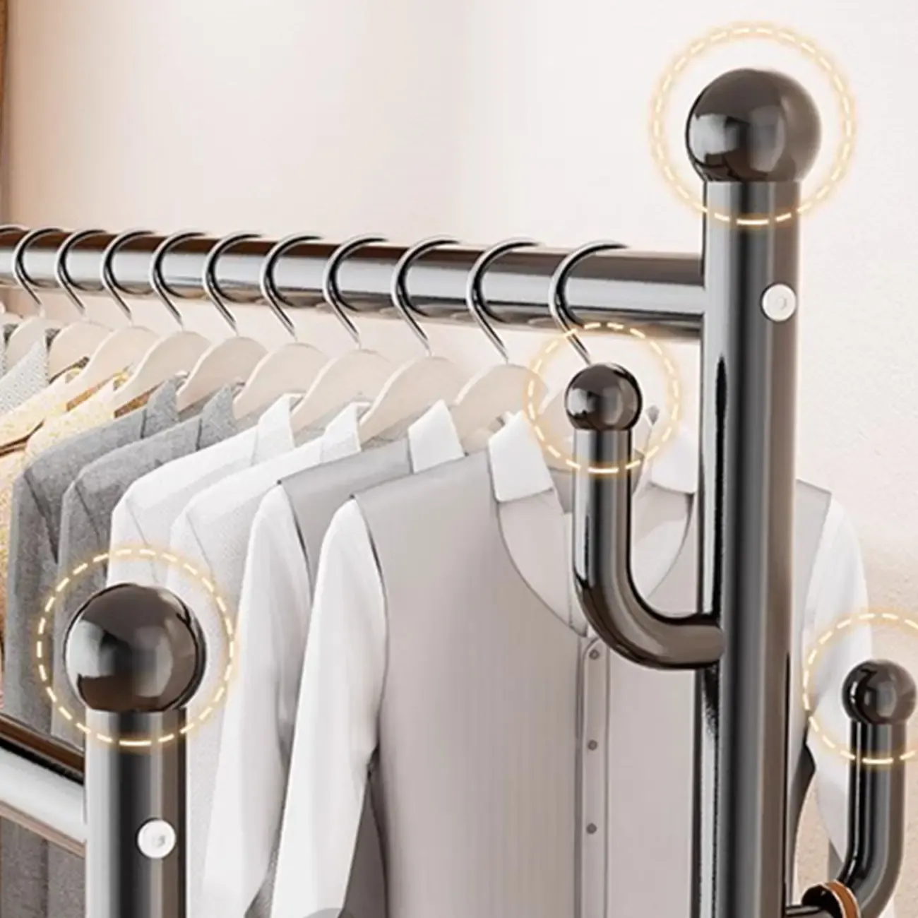 Glam Metal Coat Rack with Shelves and Shoe Storage Image - 16