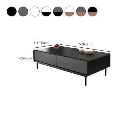 Modern Minimalist Wood Black Coffee Table with Drawers & Legs Image - 25
