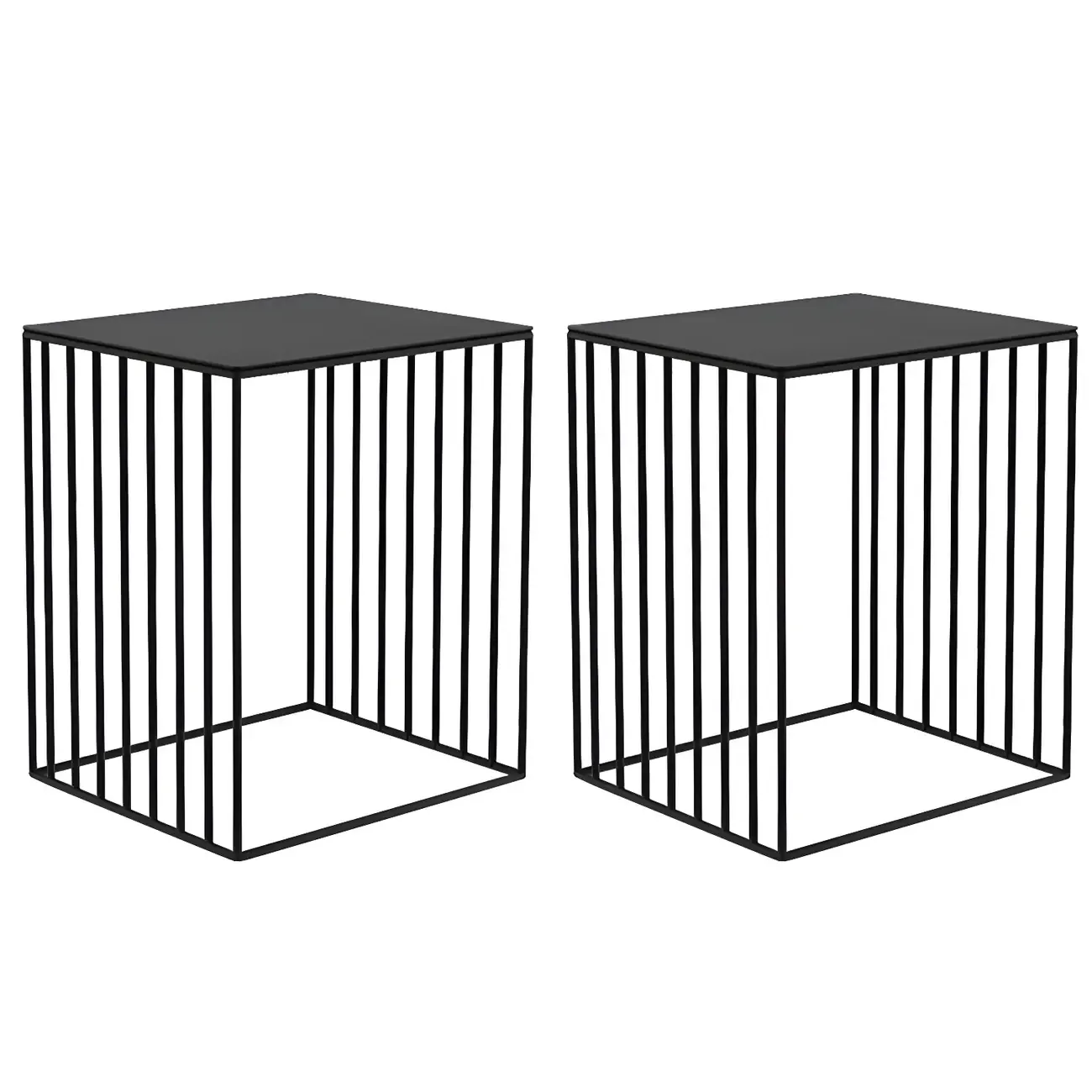 Modern Black Glass Top Metal Night Table with Stylish Design Image - 5