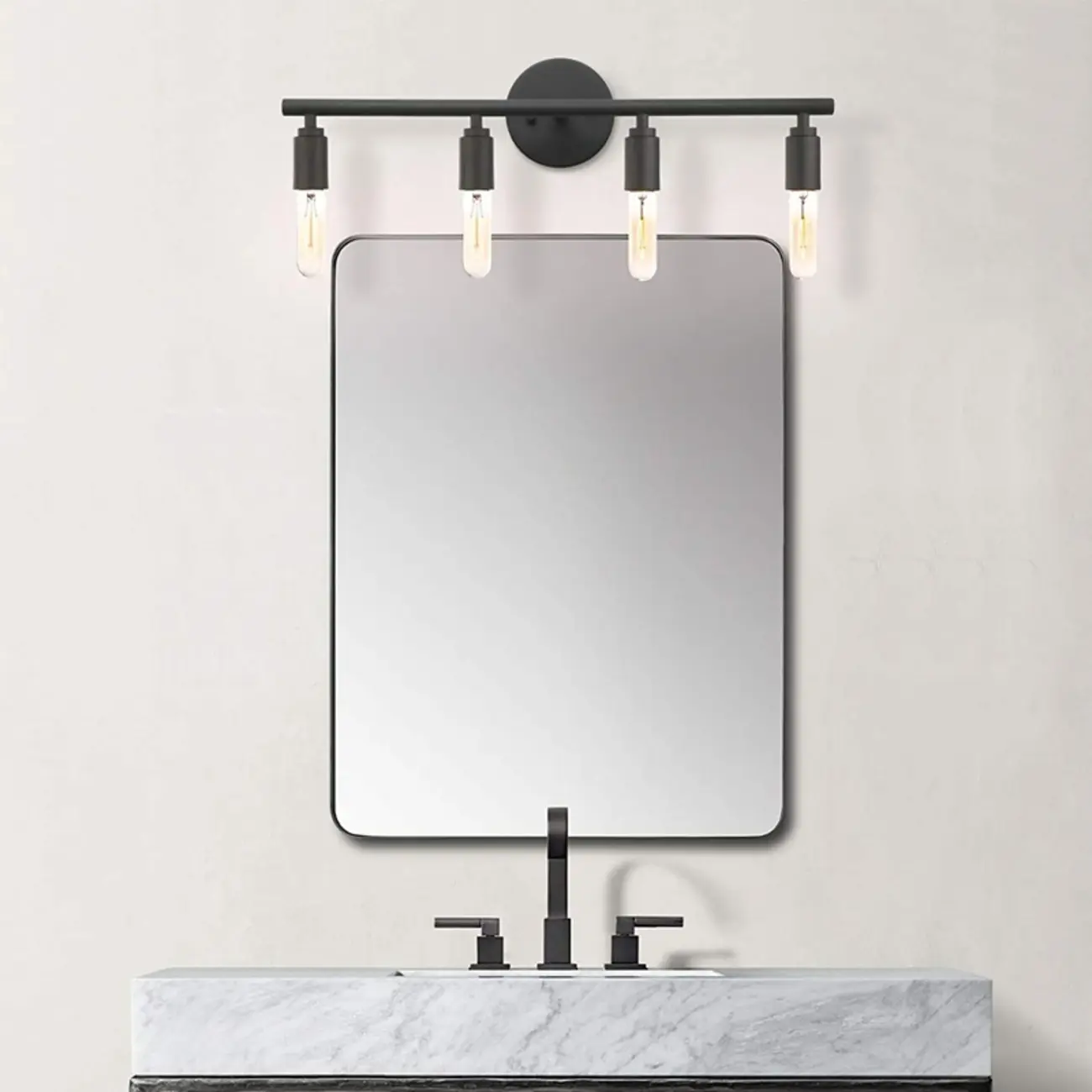 Industrial 3 Black Head Vanity Light with Bulb Shade for Bathroom Mirror Image - 3 | homeyfad