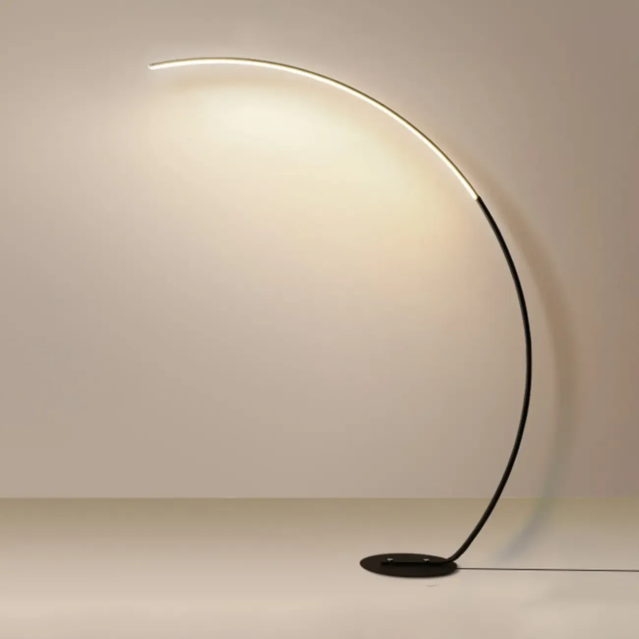Minimalist Dimmable Black  LED Arc Floor Lamp for Living Room Image - 7