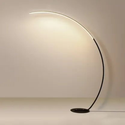 Minimalist Dimmable Black  LED Arc Floor Lamp for Living Room Image - 7