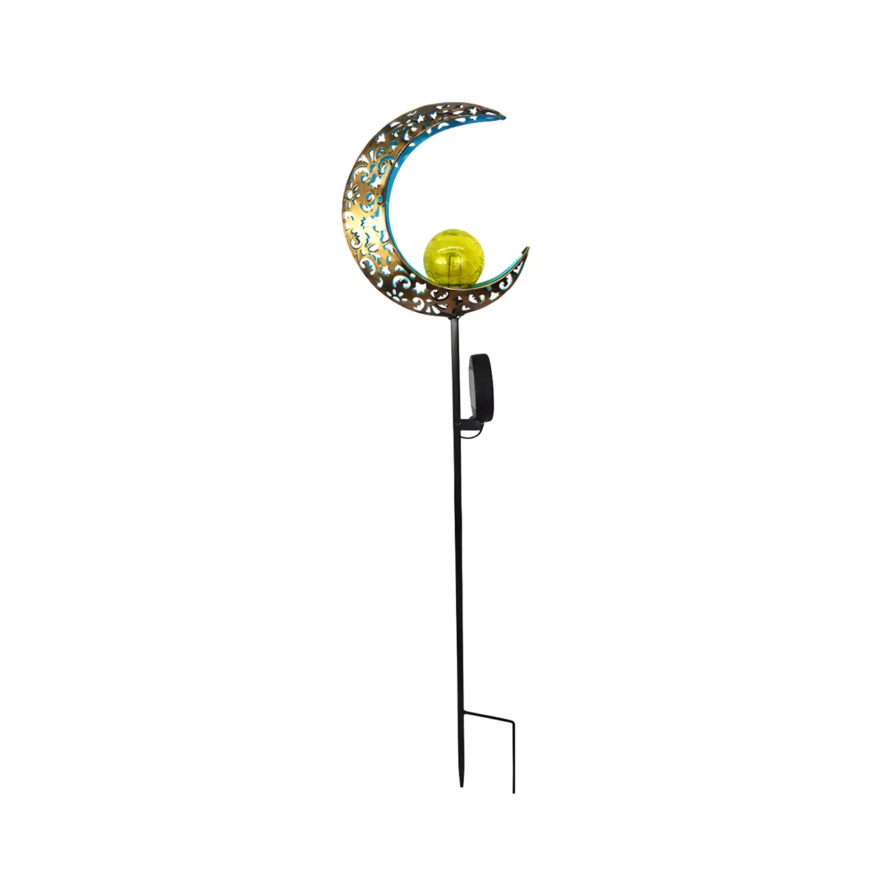  Solar LED Moon Stake Light with Crackle Glass Globe for Garden Image - 9 | homeyfad