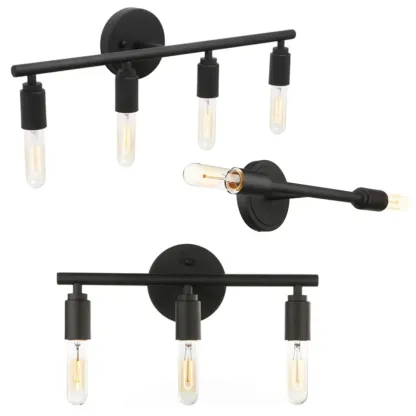 Industrial 3 Black Head Vanity Light with Bulb Shade for Bathroom Mirror Image - 4