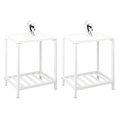 Modern Black Glass Top Metal Night Table with Stylish Design Image - 6