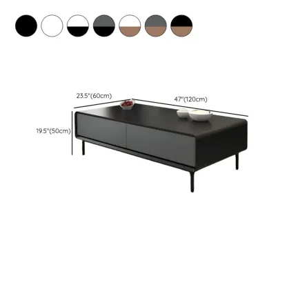 Modern Minimalist Wood Black Coffee Table with Drawers & Legs Image - 27