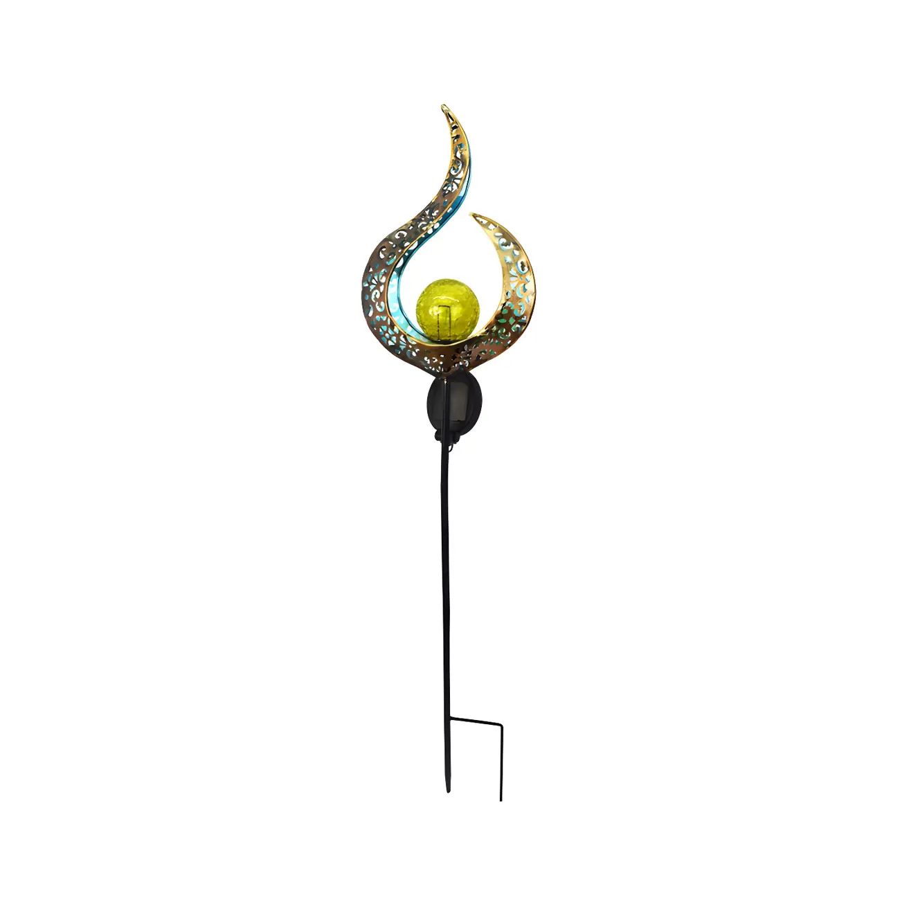  Solar LED Moon Stake Light with Crackle Glass Globe for Garden Image - 10 | homeyfad