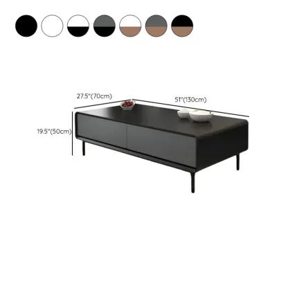 Modern Minimalist Wood Black Coffee Table with Drawers & Legs Image - 28