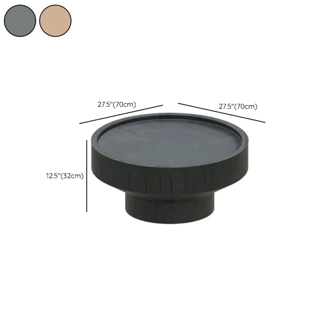 Modern Solid Wooden Black Coffee Table with Unique Design #size