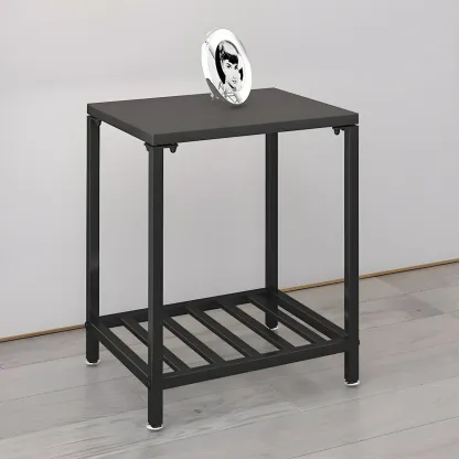 Modern Black Glass Top Metal Night Table with Stylish Design Image - 8