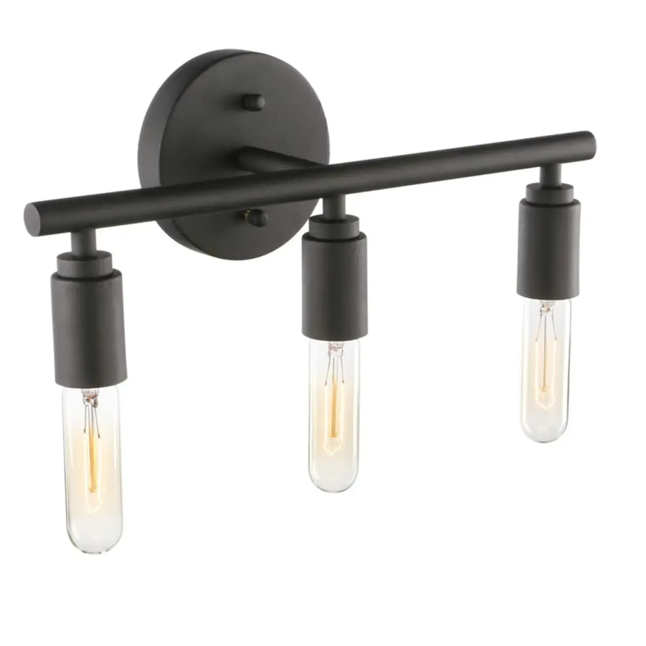 Industrial 3 Black Head Vanity Light with Bulb Shade for Bathroom Mirror Image - 8