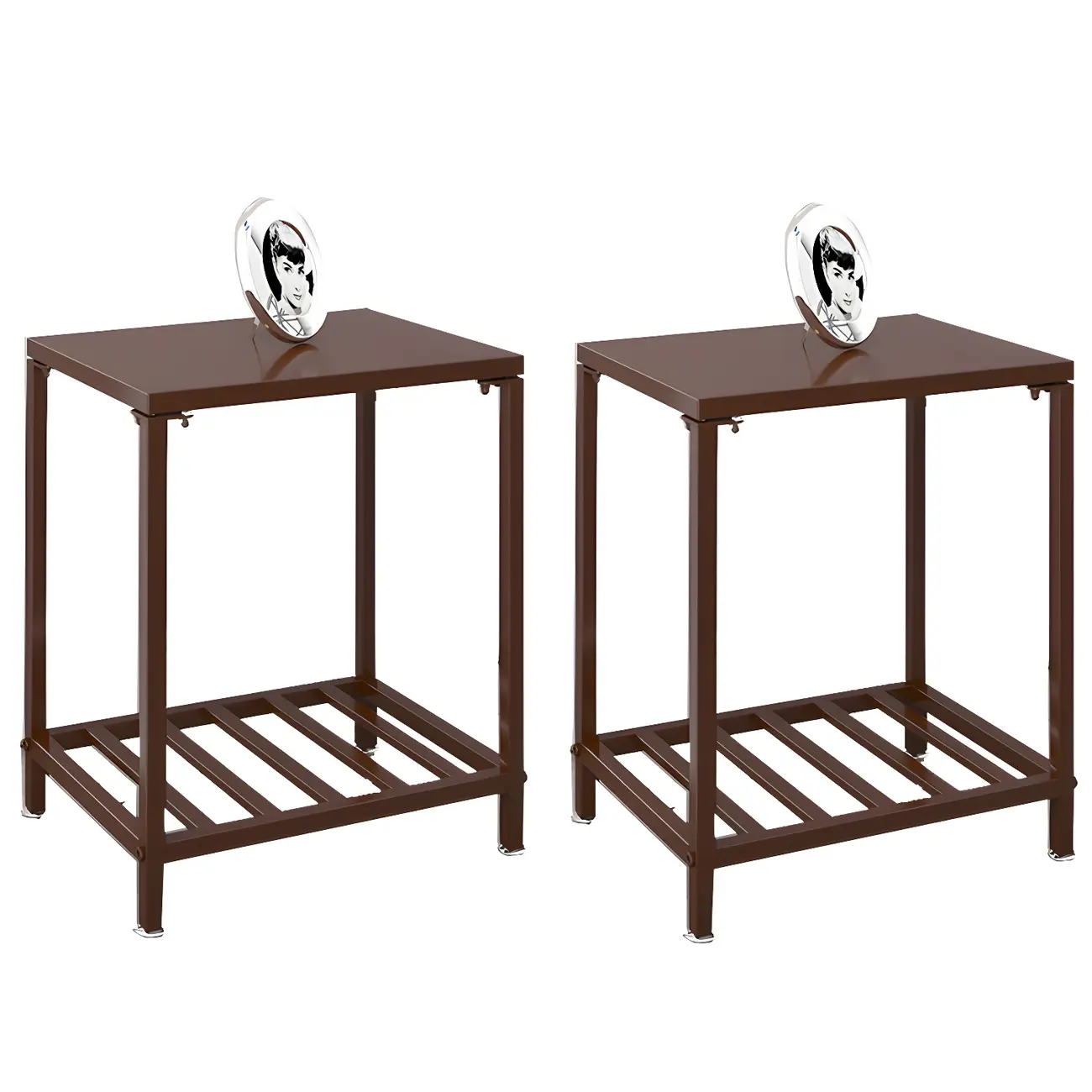 Modern Black Glass Top Metal Night Table with Stylish Design Image - 7 | homeyfad