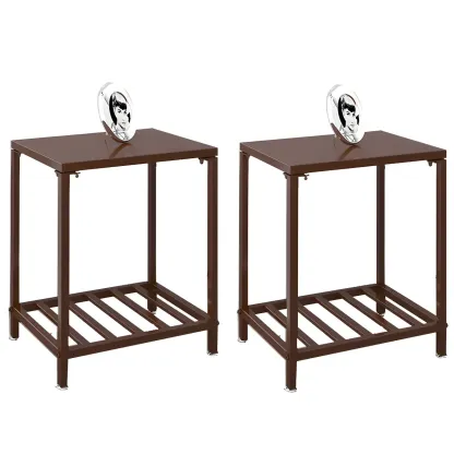 Modern Black Glass Top Metal Night Table with Stylish Design Image - 7