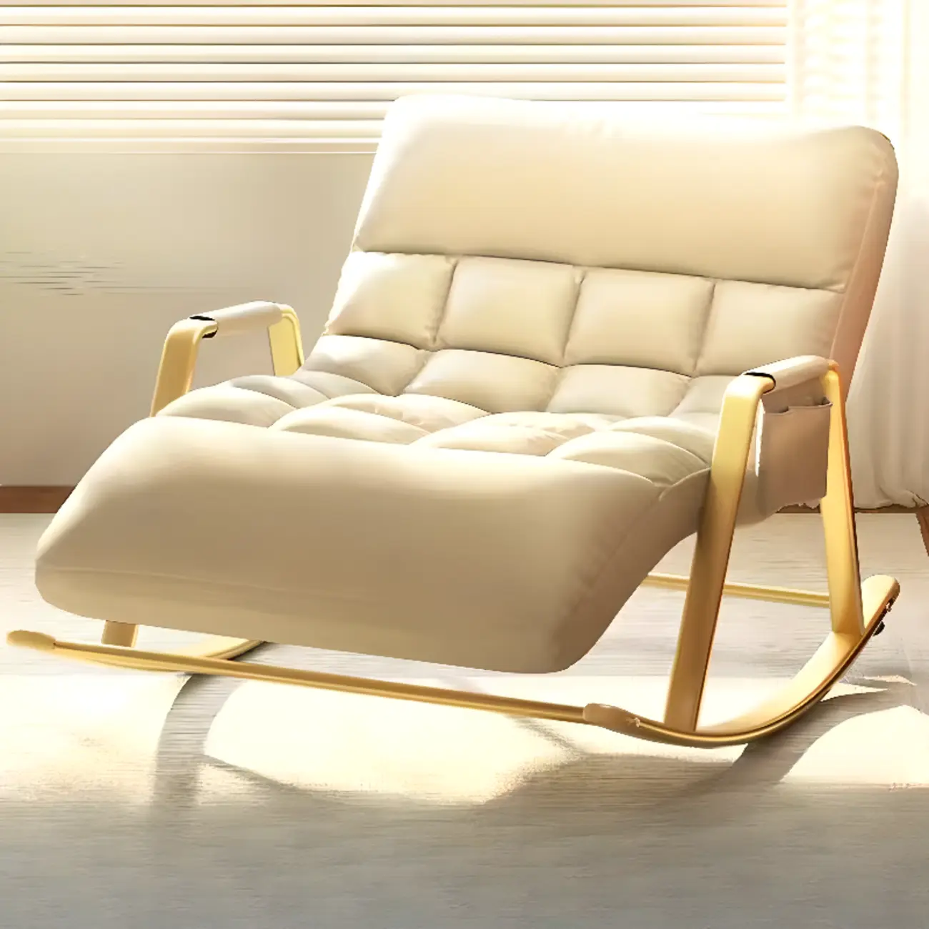 Scandinavian 2 Seats Upholstered Rocking Chair with Track Arms Image - 15 | homeyfad