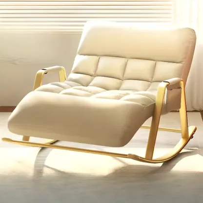 Scandinavian 2 Seats Upholstered Rocking Chair with Track Arms Image - 15