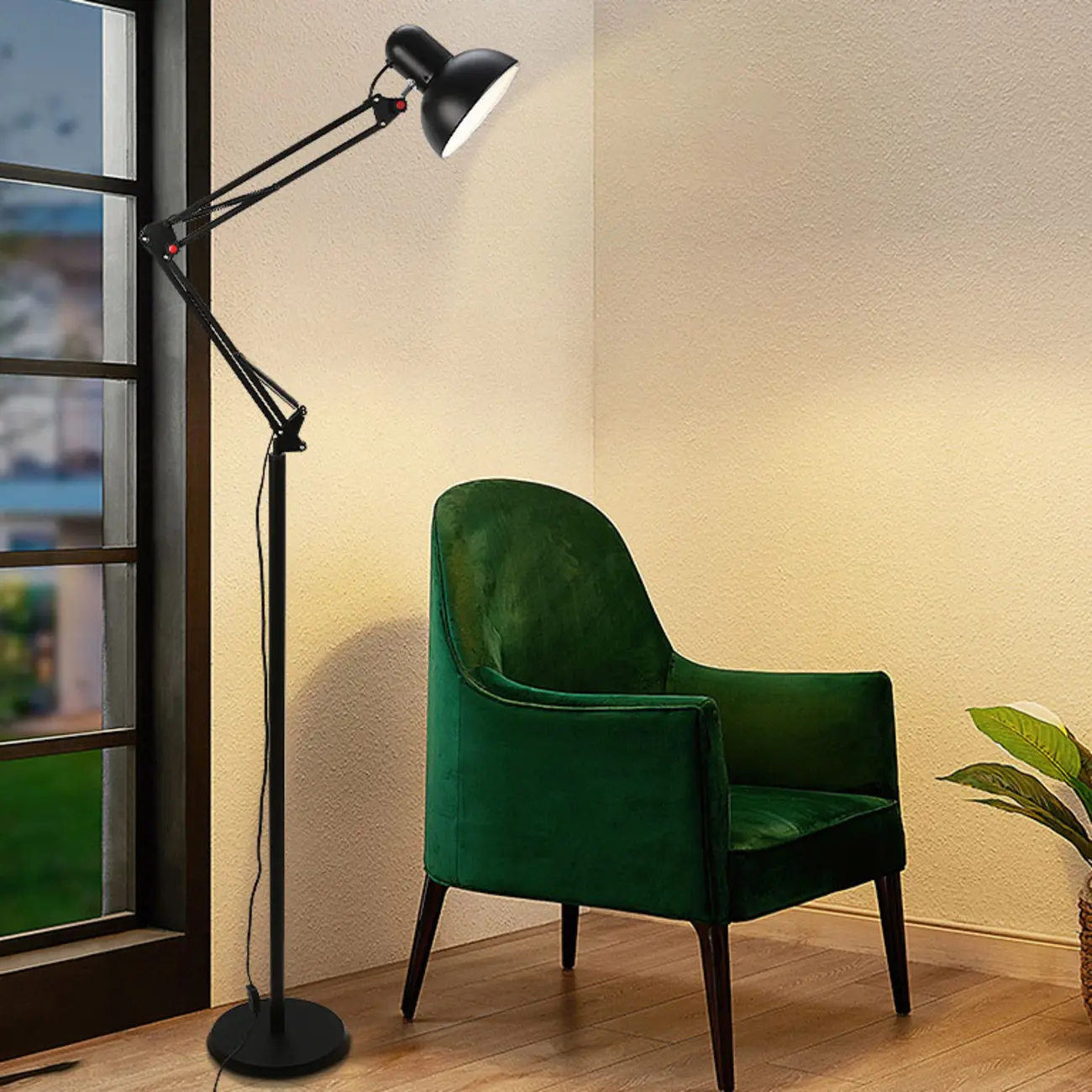 Practical Adjustable Black Floor Lamp with Shade for Living Room Image - 1 | homeyfad