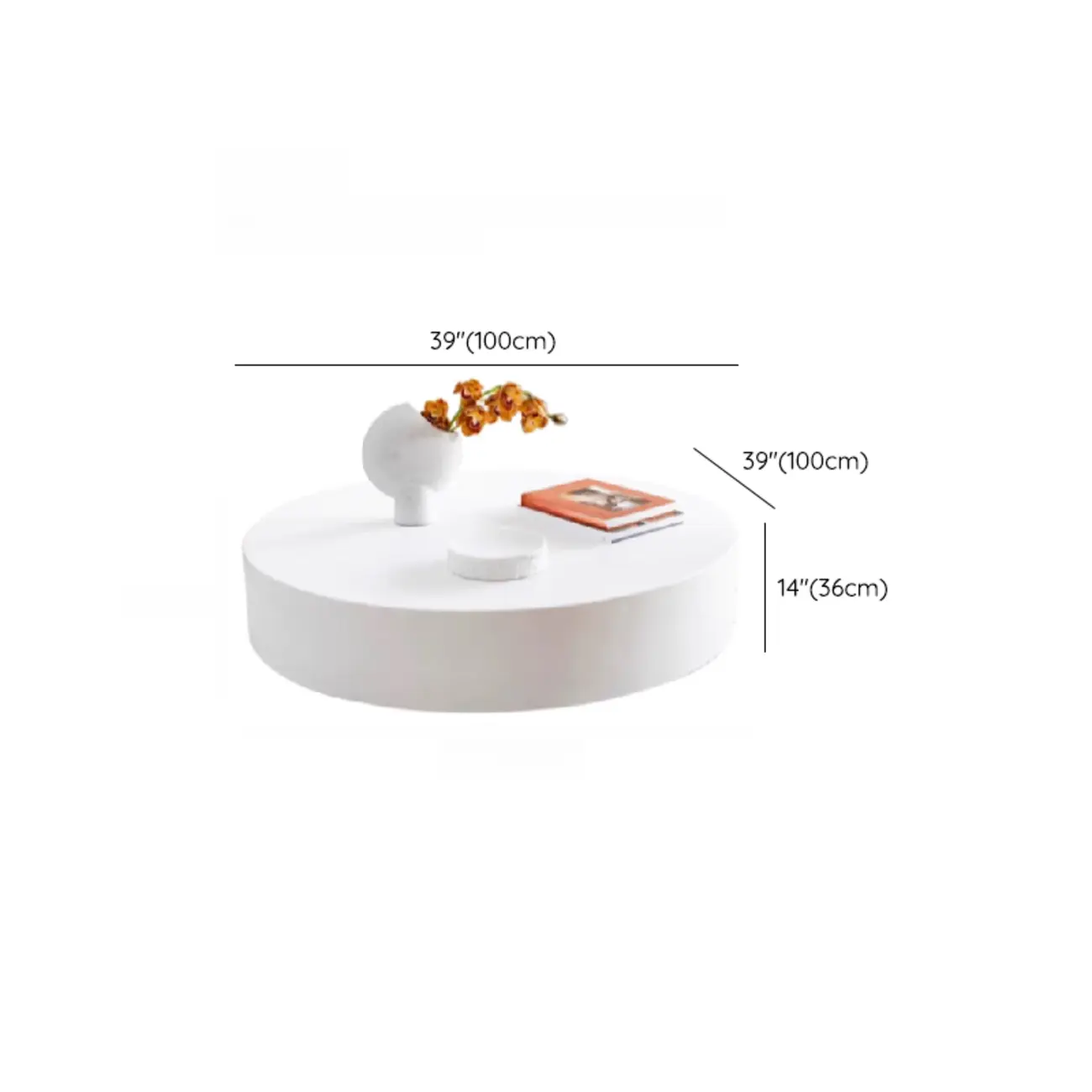 Modern White Round Fiberglass Coffee Table for Living Room  #size