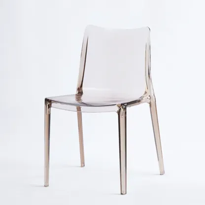 Modern Acrylic Dining Chair with Solid Back and Armless Design Image - 2