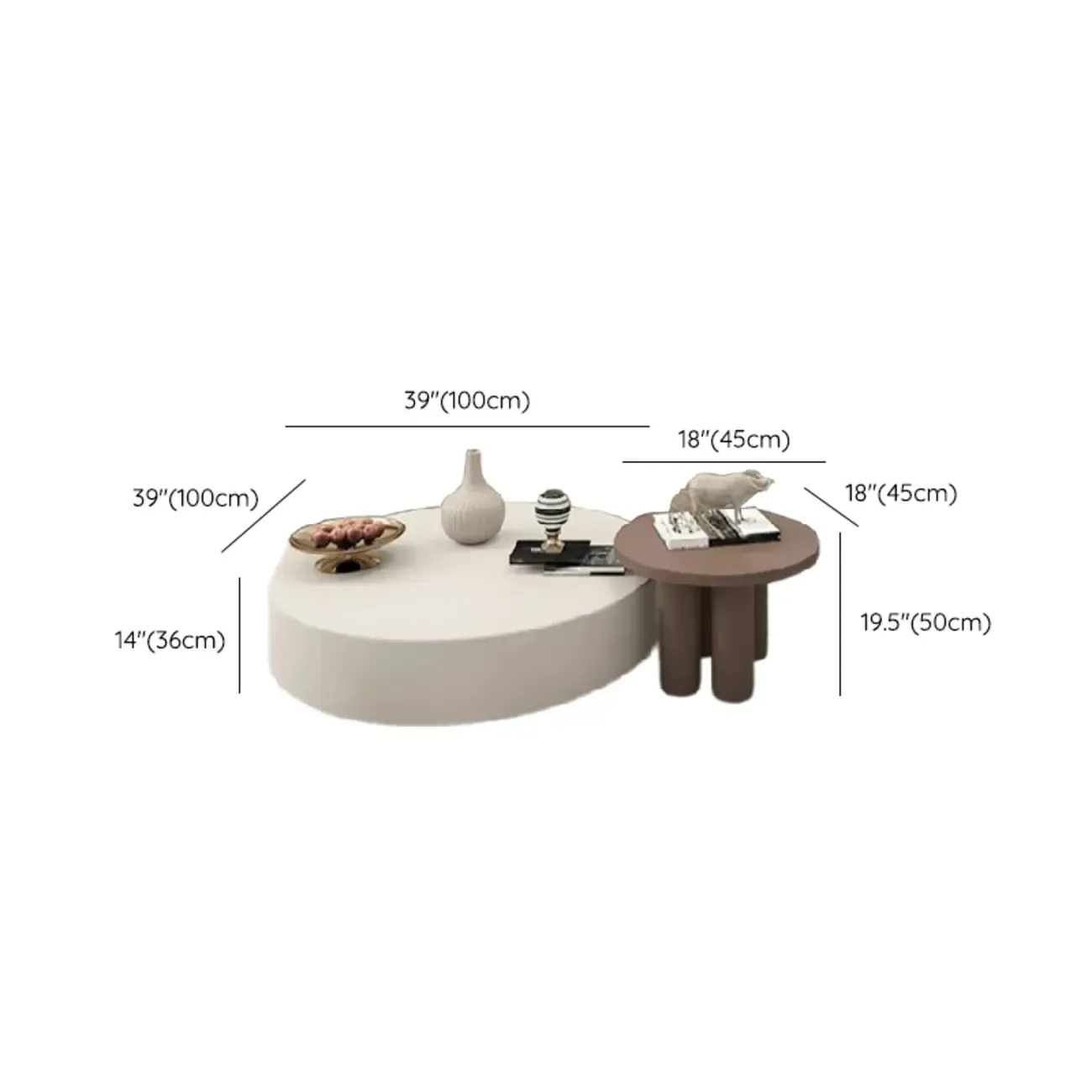 Modern White Round Fiberglass Coffee Table for Living Room Image - 10
