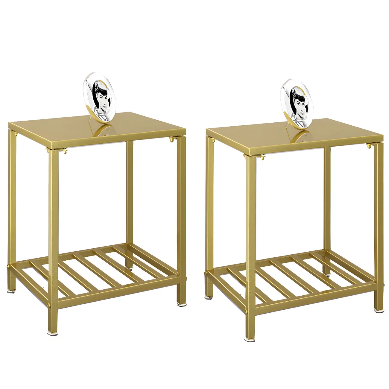 Modern Black Glass Top Metal Night Table with Stylish Design Image - 12 | homeyfad