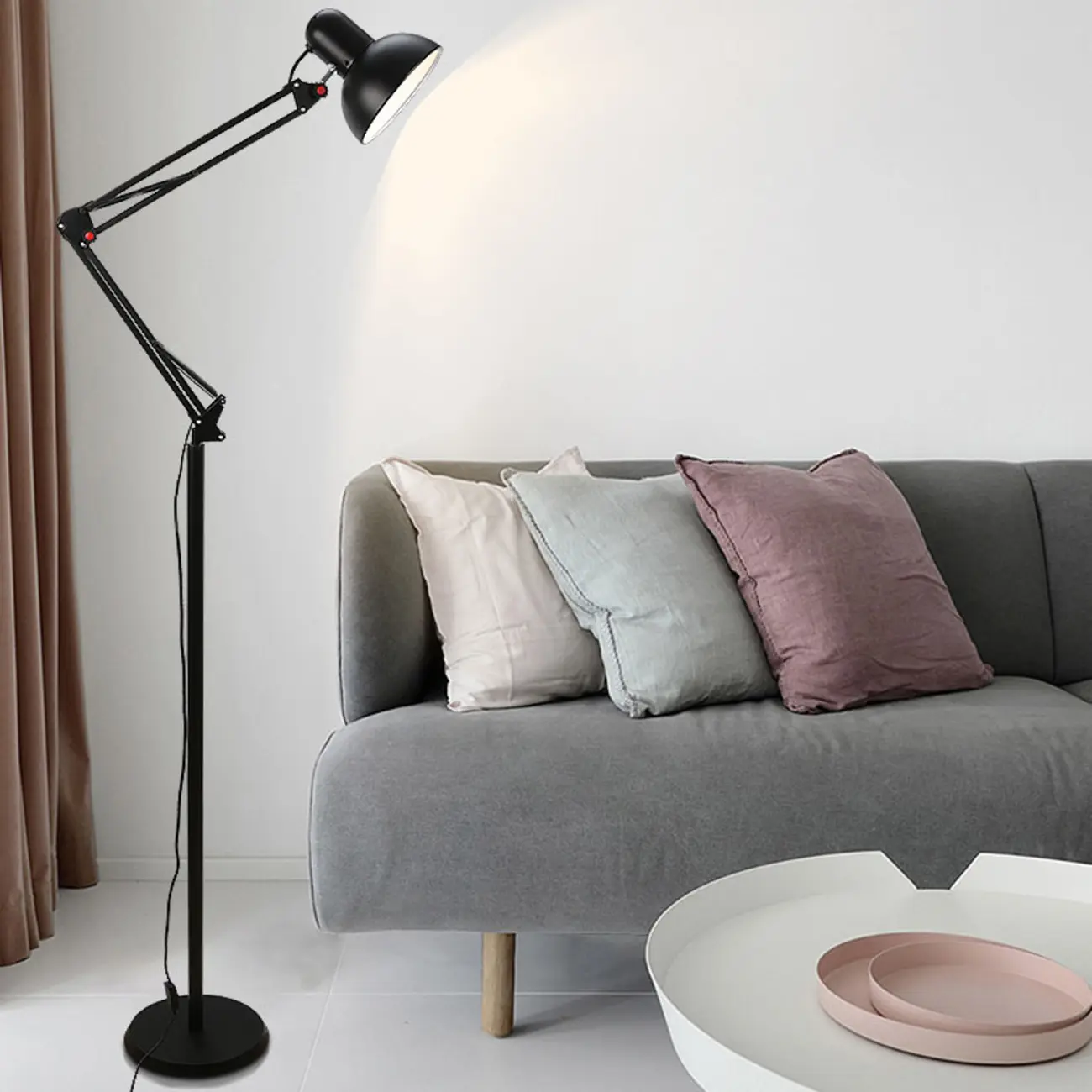 Practical Adjustable Black Floor Lamp with Shade for Living Room Image - 3 | homeyfad