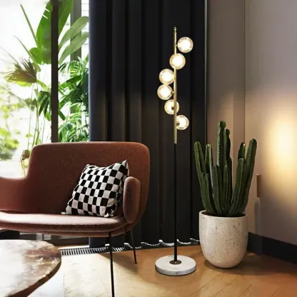 Unique 6-Light Modern Floor Lamp with Glass Globe Shades  Image - 1