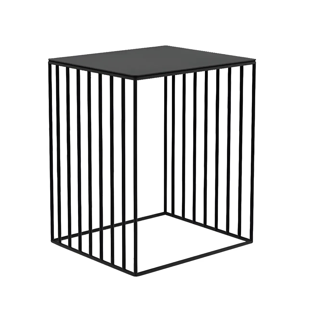 Modern Black Glass Top Metal Night Table with Stylish Design Image - 13