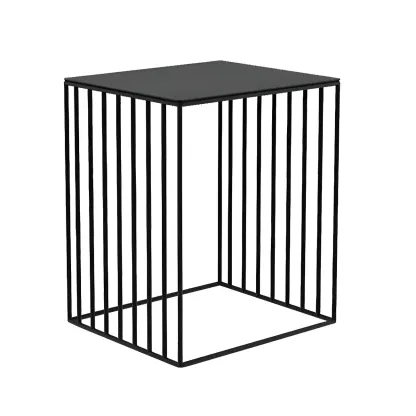 Modern Black Glass Top Metal Night Table with Stylish Design Image - 13