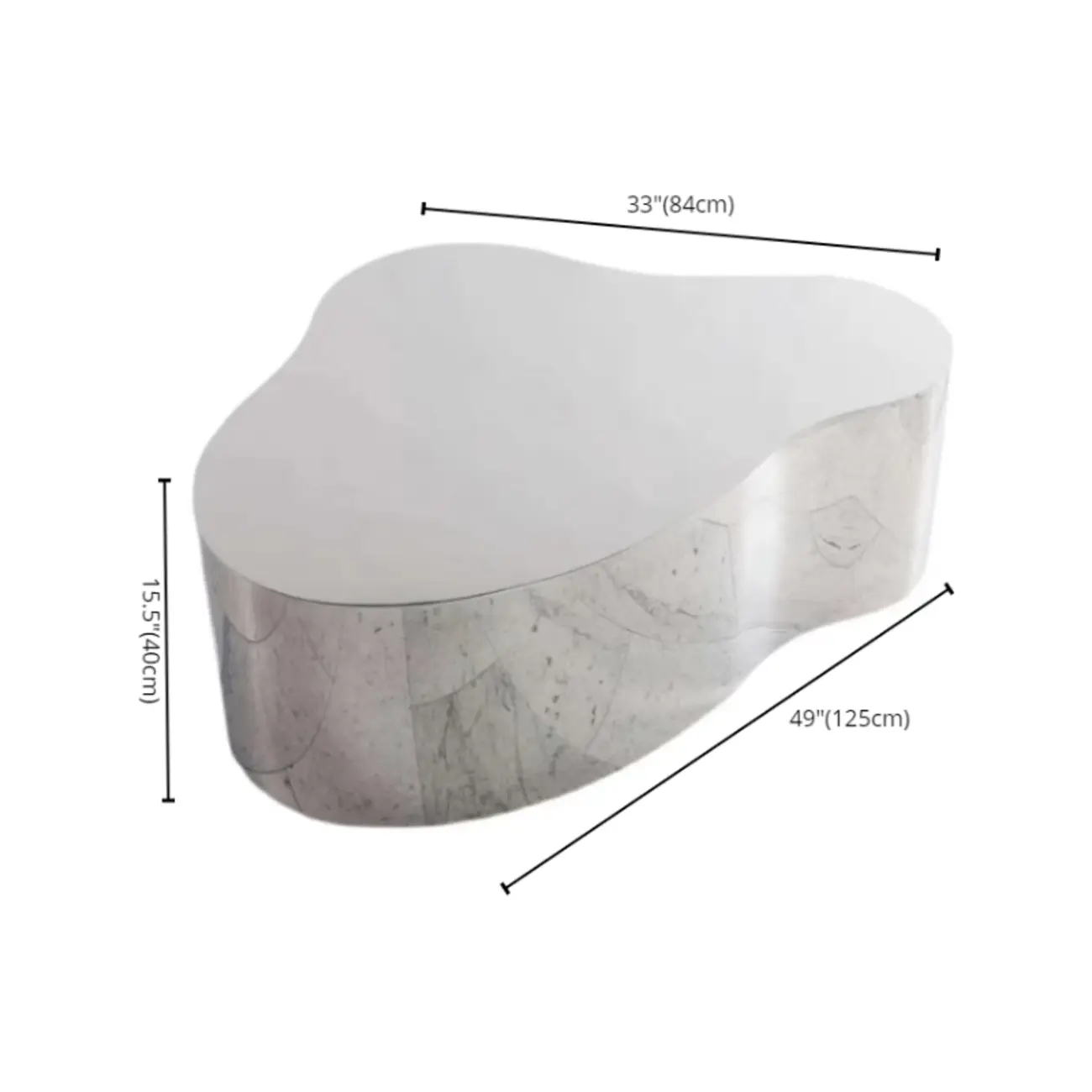 Modern Abstract Unique Silver Coffee Table with Free Form Image - 18 | homeyfad