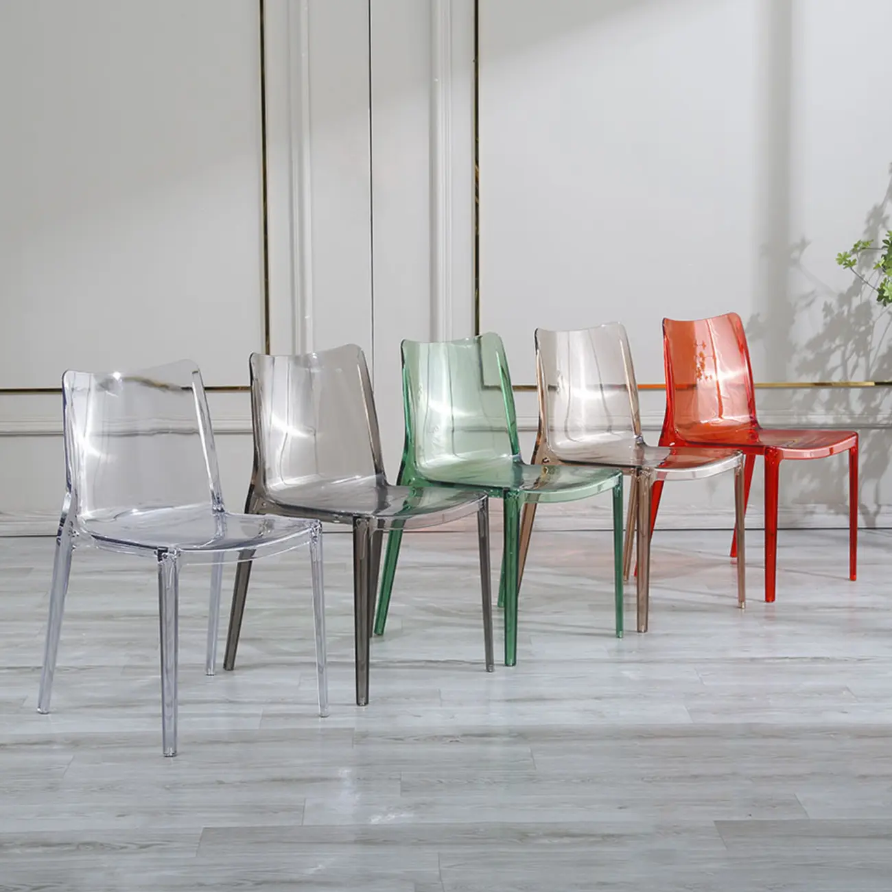 Modern Acrylic Dining Chair with Solid Back and Armless Design Image - 4 | homeyfad