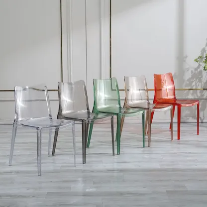 Modern Acrylic Dining Chair with Solid Back and Armless Design Image - 4
