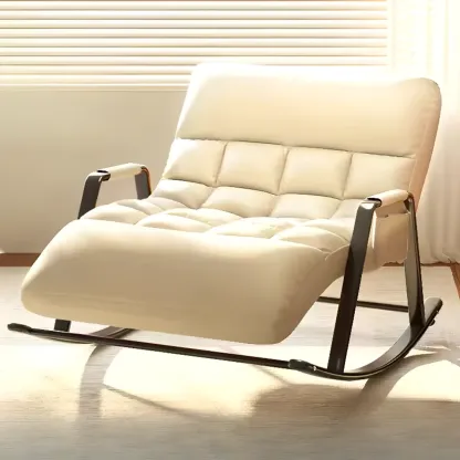 Scandinavian 2 Seats Upholstered Rocking Chair with Track Arms Image - 18