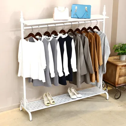 Vintage Metal Coat Rack with Shelves and Hooks Image - 4