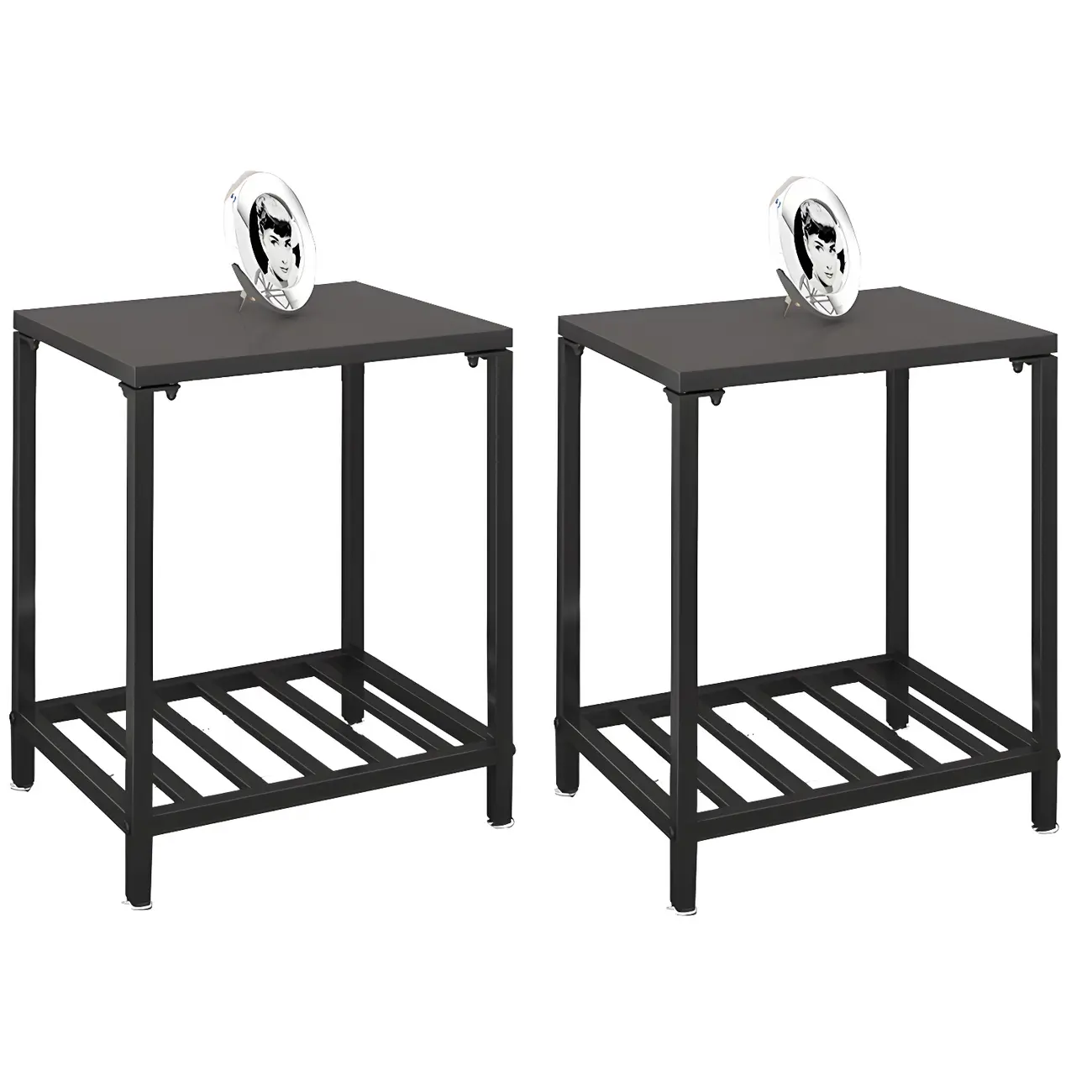 Modern Black Glass Top Metal Night Table with Stylish Design Image - 14 | homeyfad