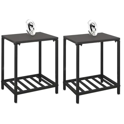 Modern Black Glass Top Metal Night Table with Stylish Design Image - 14