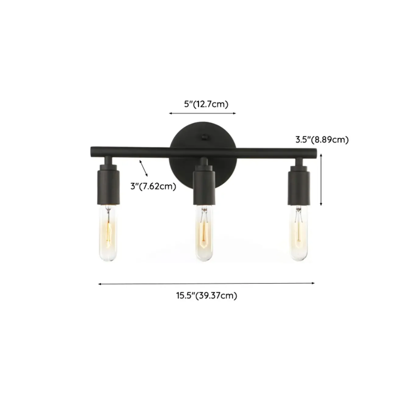 Industrial 3 Black Head Vanity Light with Bulb Shade for Bathroom Mirror Image - 13